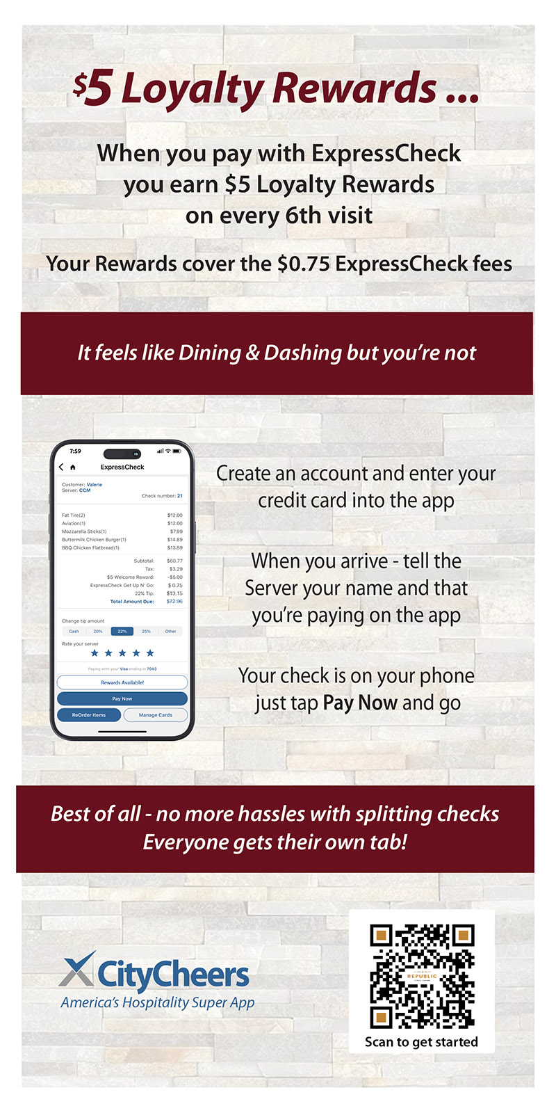 CityCheers Super App Menu Insert Back